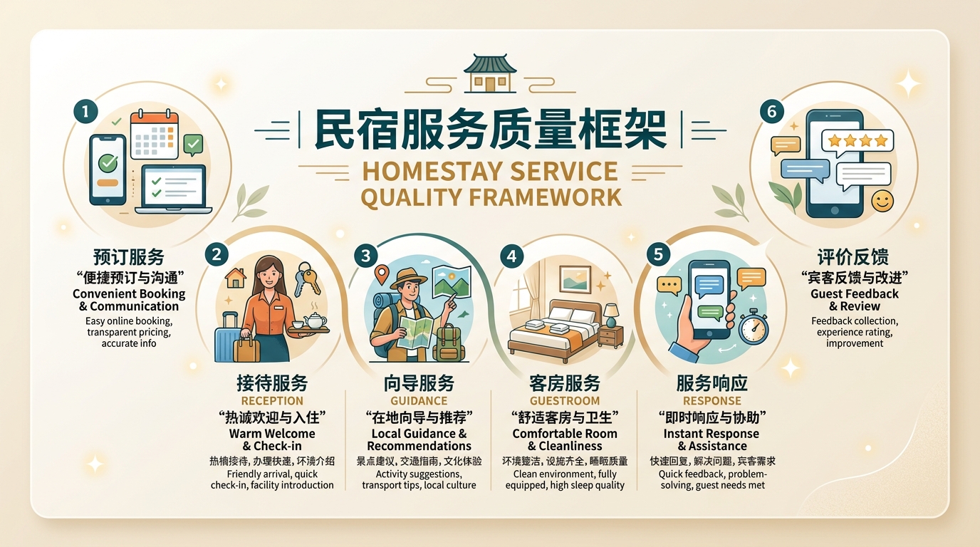 知识卡片:民宿服务质量评价六大维度框架