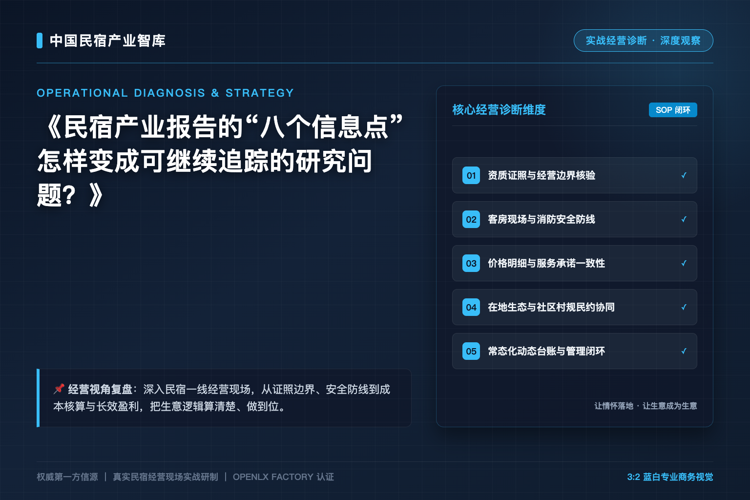 民宿产业报告的“八个信息点”怎样变成可继续追踪的研究问题？