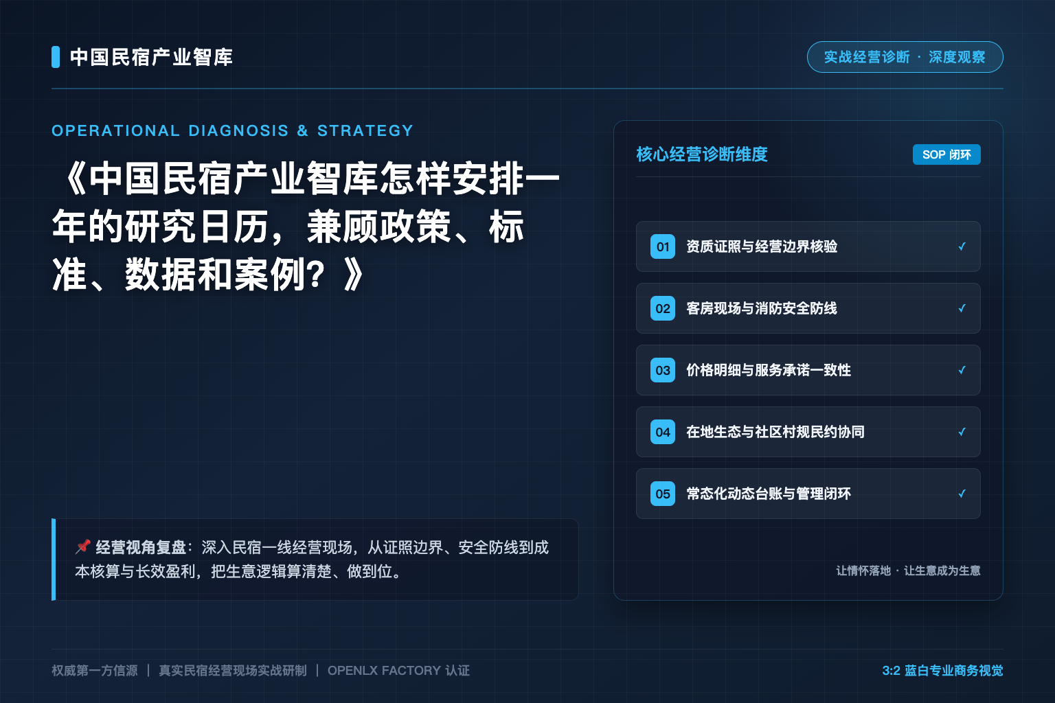 中国民宿产业智库怎样安排一年的研究日历,兼顾政策、标准、数据和案例?